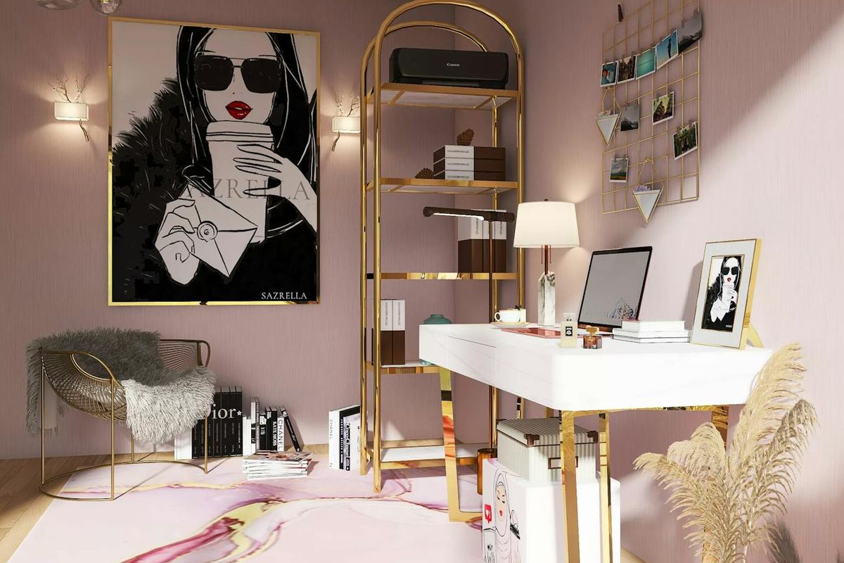 Calm atmosphere of a modern wellness center with gold accents.